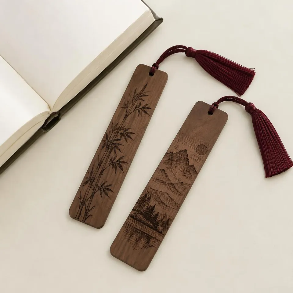 Engraved Walnut Bookmarks