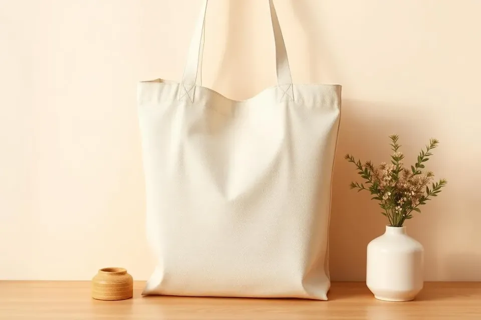 Client design rendering of a printed canvas tote bag