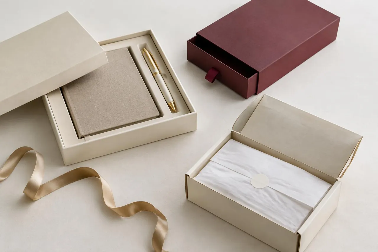 Illustrative rigid, drawer and mailer gift packaging formats